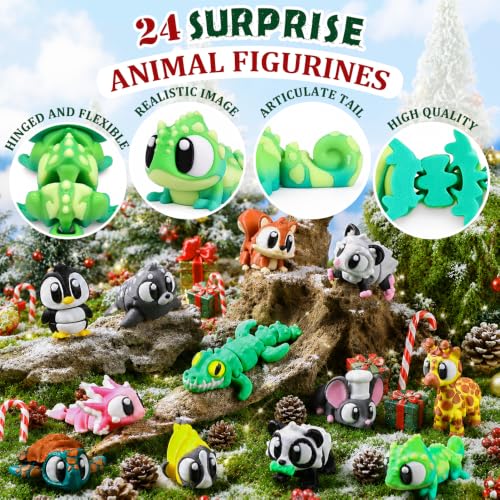 JOICEE 2026 Christmas Advent Calendar with Mini 3D Animal Toys - Red