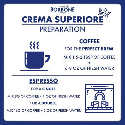 Caffè Borbone Whole Bean Coffee, Medium Roast Arabica and Robusta Blend, Crema Superiore, Rich and Smooth Italian Coffee, 2.2 lb Bag