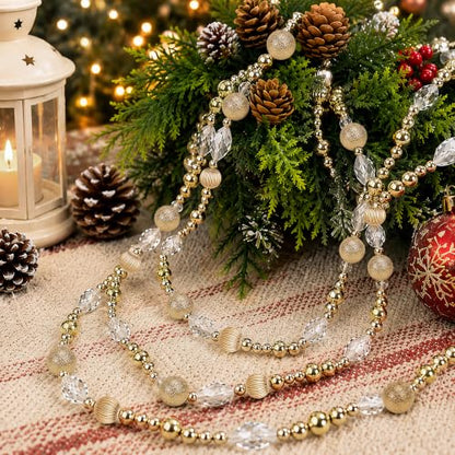 Golden 2-Pack 20ft Christmas Bead Garland for Holiday Decor