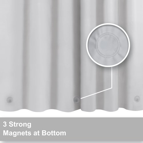 Barossa Design Shower Curtain Liner - Premium PEVA, BPA & PVC Free, No Chemical Smell, Lightweight Standard Size Shower Curtain with 3 Magnets, Metal Grommets -Silver Gray