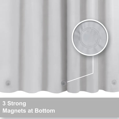 Barossa Design Shower Curtain Liner - Premium PEVA, BPA & PVC Free, No Chemical Smell, Lightweight Standard Size Shower Curtain with 3 Magnets, Metal Grommets -Silver Gray