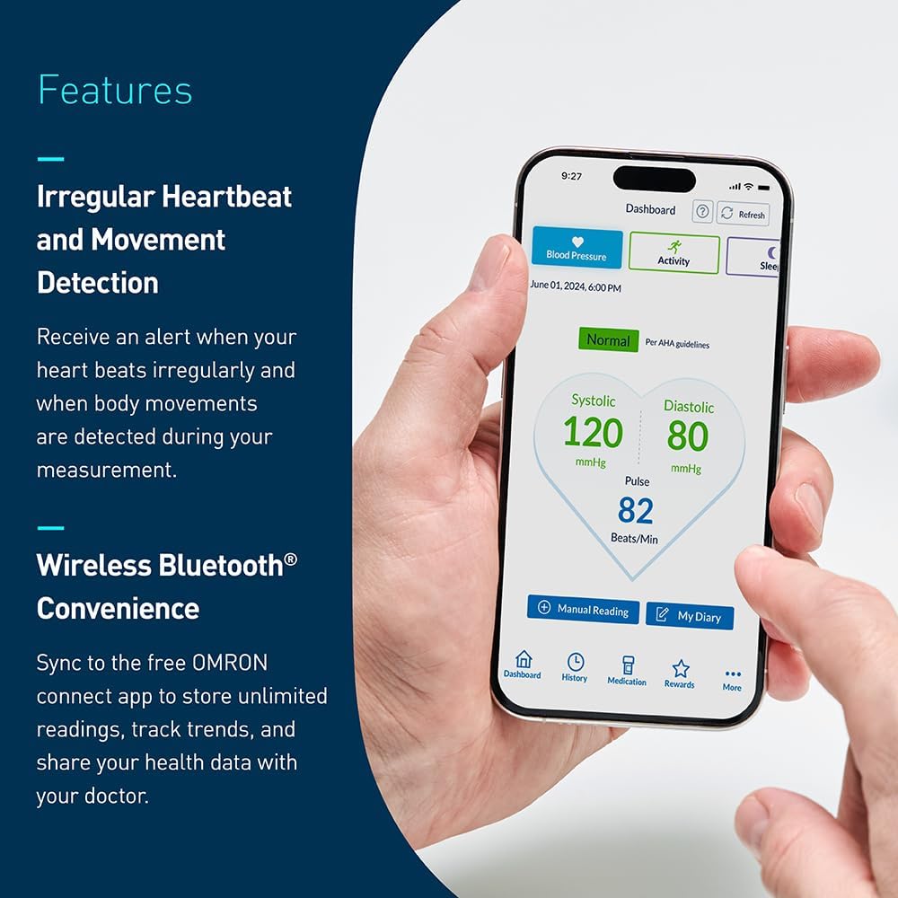 OMRON Blood Pressure Monitor - Clinically Validated Upper Arm Cuff for Home Use | Connect App Enabled
