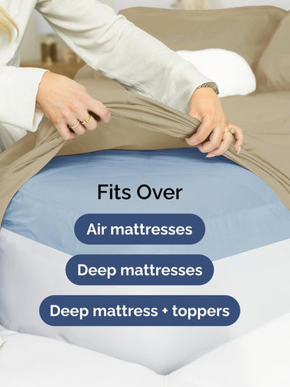 Extra Deep Twin Sheet Set - 4 Piece Breathable and Cooling Sheets - Hotel Luxury Bedding for Women, Men, Kids & Teens - Easy & Secure Fit - Soft, Wrinkle Free and Comfy - Extra Deep Pockets - Beige