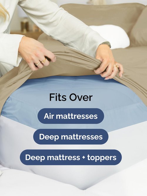 Extra Deep Cal King Sheet Set - 6 Piece Breathable and Cooling Sheets - Hotel Luxury Bedding for Women, Men, Kids & Teens - Easy Secure Fit - Soft, Wrinkle Free and Comfy - Extra Deep Pockets - Beige