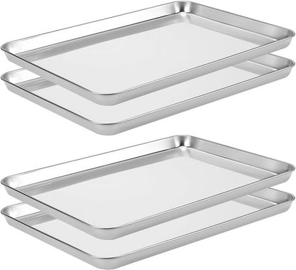 LEXININ Stainless Steel Baking Sheets - 4-Piece Cookie Pan Set, 17 x 12 x 1 Inch, Durable & Oven Safe