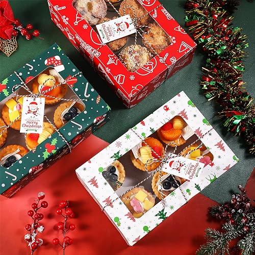 Fulmoon Christmas Cookie Boxes with Window - Cute, 36 Pack