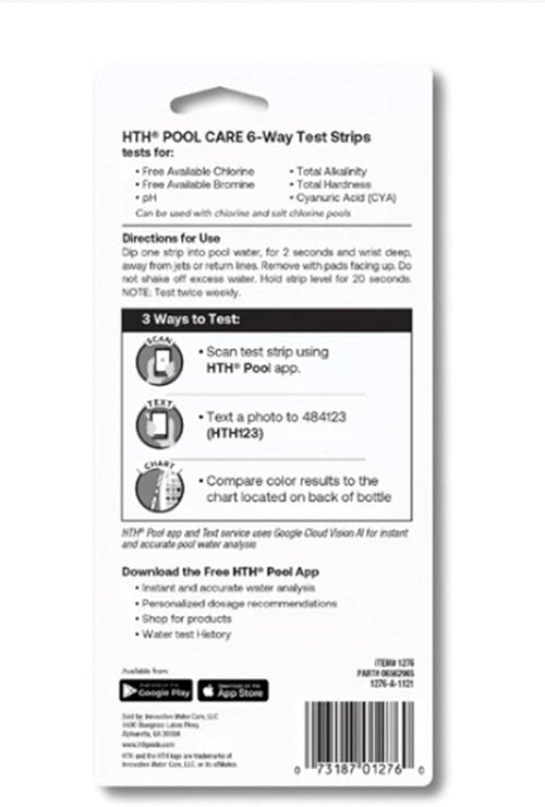 HTH 1274 Multi-Purpose 6-Way Test Strips - Accurate Swimming Pool Chemical Tester, 30 Count