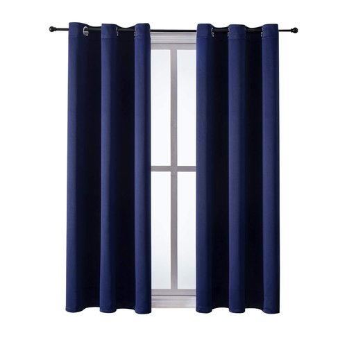 ChrisDowa Grommet Blackout Curtains for Bedroom and Living Room - 2 Panels Set Thermal Insulated Room Darkening Curtains (Navy Blue, 42W x 63L)