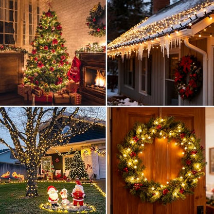 16Ft Battery-Powered Christmas String Lights with 100 LEDs & 8 Modes - Warm White