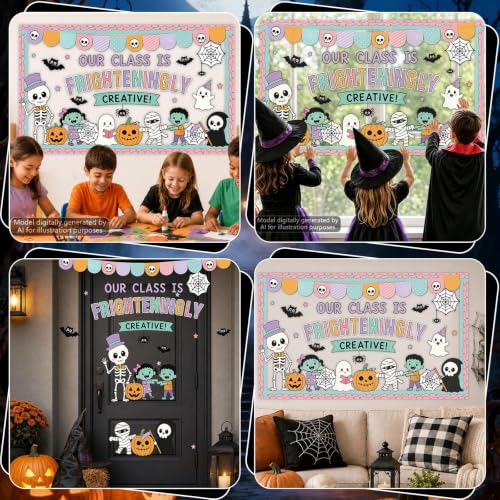 Halloween Classroom Bulletin Board Set Ghost Pumpkin Spider Decor