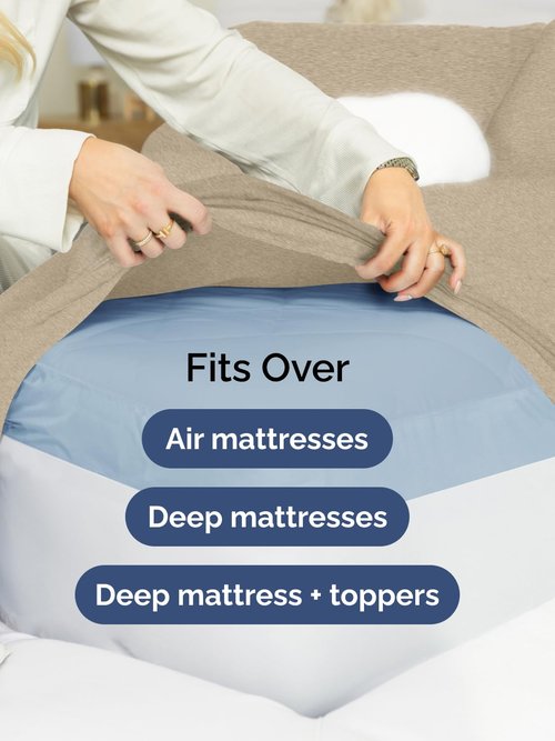 Extra Deep Queen Sheet Set - 6 Piece Breathable and Cooling Sheets - Hotel Luxury Bedding for Women, Men, Kids & Teens - Easy Secure Fit - Soft & Wrinkle Free - Extra Deep Pockets - Heathered Beige