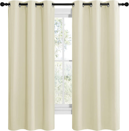 NICETOWN Kitchen Curtains - Thermal Insulated Grommet Draperies for Room Darkening | Beige, 2 Panels (W42 x L68 inches)