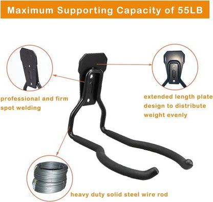 Garden Power Tool Hanger | Garage Wall Hooks for Weedeater & String Trimmer - 3 Black Utility Hooks