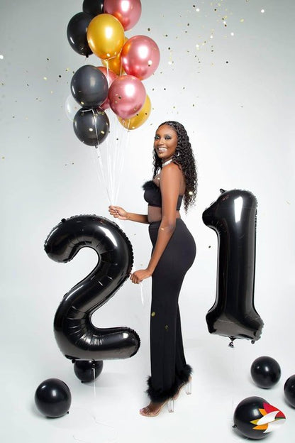 Black Number 21 Balloon - 40 Inch 21st Birthday Decoration for Men & Women | Party Supplies