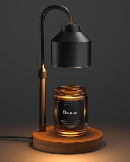 LISUNAR Electric Candle Warmer Lamp - Adjustable Height Wax Warmer with Timer & 2 Bulbs - Black