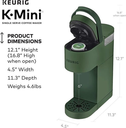 Keurig K-Mini Coffee Maker - Quick Brewing Single Serve with 6-12 Oz Cup Sizes | Evergreen Finish