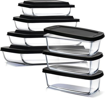 EATEX Glass Food Storage Containers Set - 7-Pack Baking Dishes with Lids | Oven, Microwave & Freezer Safe