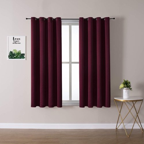 ChrisDowa Blackout Curtains - Thermal Insulated Room Darkening Panels Set (Burgundy Red, 52W x 45L)