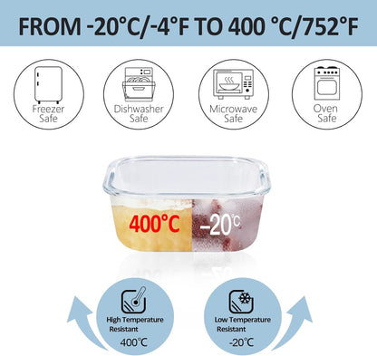 Regine Switzerland Glass Food Storage Containers - Airtight & Leak Proof, 4 Pack, BPA Free, Grey