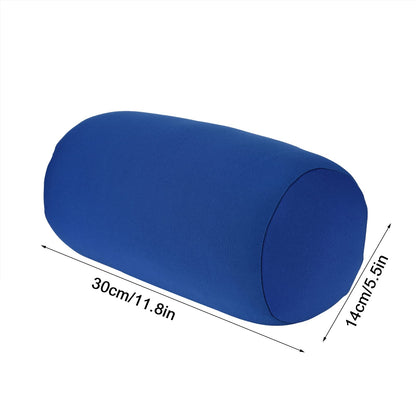 EBTOOLS Round Neck Pillow,Lower Back Support Cylinder Microbead Roll,Smooth Soft Touch Fabric,Tube Cervical Support for Travel or in Home,30×14CM (Blue)