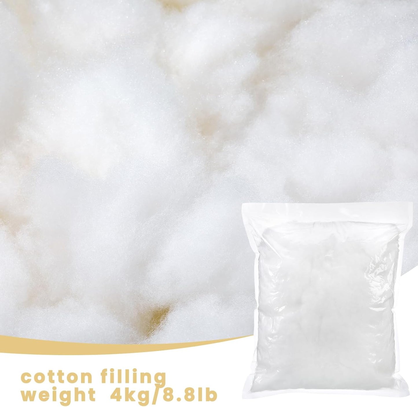 Woanger Polyester Polyfill Stuffing - 8.8 Pounds of Soft, High-Resilience Fiber for Crafts & Home Decor