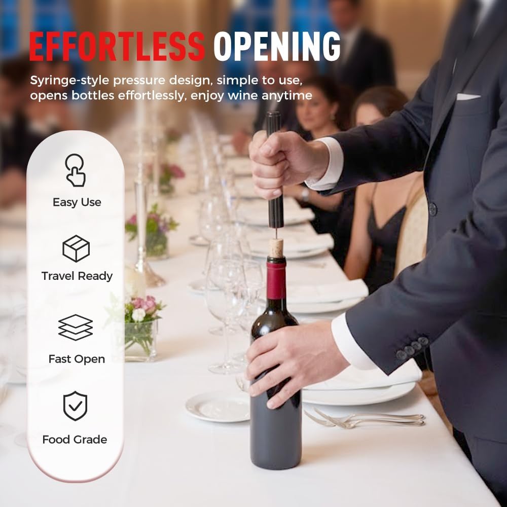 Wine Bottle Opener, Pocket Air Pressure Pump Wine Bottle Opener, Portable Wines Cork Open Bottles Tool, Mini Travel Corkscrew Quick Bottles Opening for Home Restaurant Party (Gold)