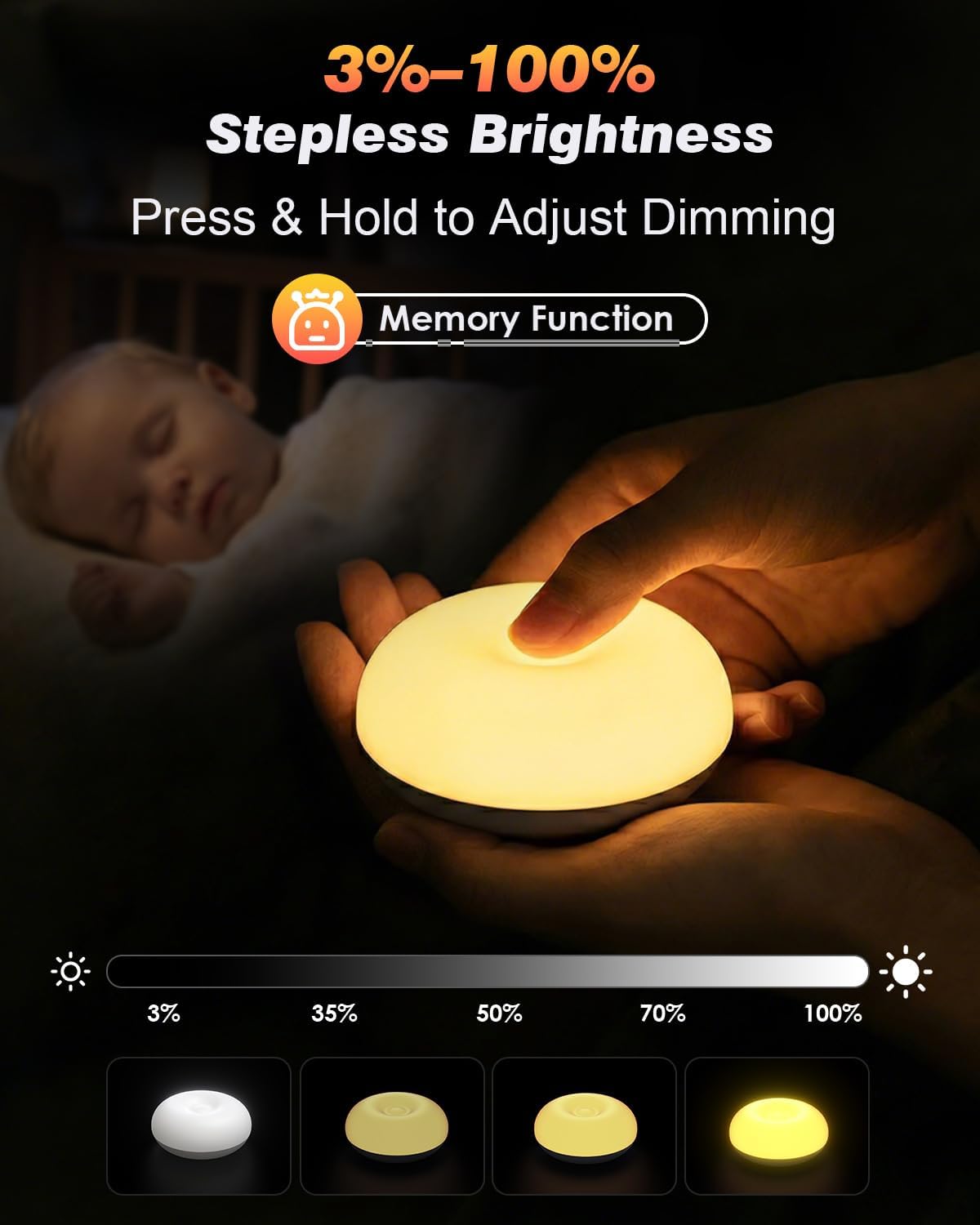Skiennix Baby Night Light - Soft BPA-Free Egg Design with Dimming | Rechargeable & Portable for Nursery