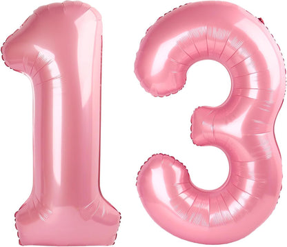 Pastel Pink Number 13 Balloon by [Brand Name] - 40 Inch Foil Balloon for Birthday & Wedding Decorations