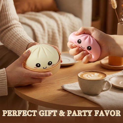 Dumpling Squishies - Colorful Mystery Dumpling Stress Balls | Soft Fidget Toy for Anxiety Relief (Pink)
