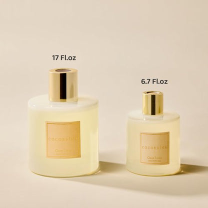 COCORRÍNA Reed Diffuser - Clean Linen 17 Fl.oz Reed Diffuser with 8 Sticks Scented Diffuser with Preserved Flowers for Bathroom Home Decor