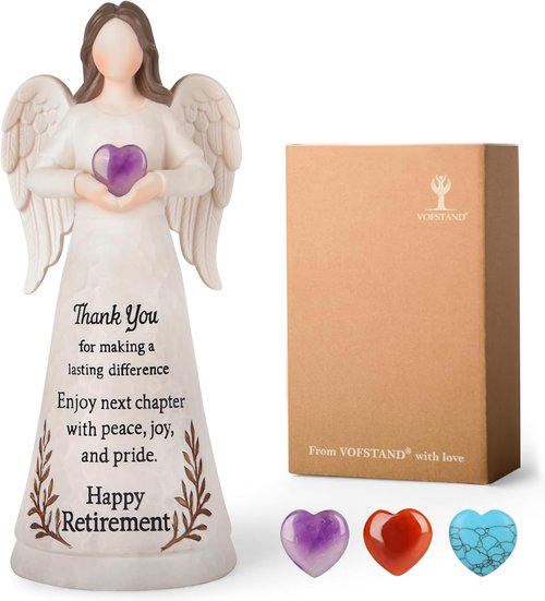 Angel Figurine by [Brand Name] - 8.2" Crystal Heart Retirement Gift for Women | Perfect for Teachers, Nurses, and Moms