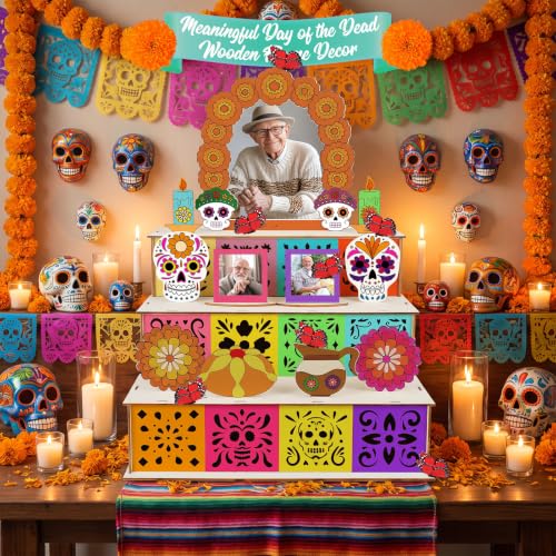 Fennoral Dia De Los Muertos Wooden Shadow Box Kit - Memorial Altars, DIY Decor, Mexican Theme