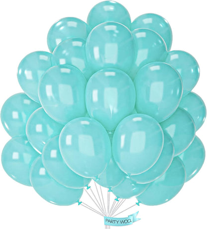 PartyWoo Pearl Teal Balloons - 50 Pcs 12 Inch Aqua Blue & Dark Teal for Graduation & Parties