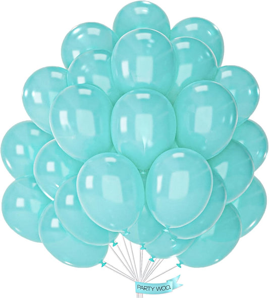 PartyWoo Pearl Teal Balloons - 50 Pcs 12 Inch Aqua Blue & Dark Teal for Graduation & Parties