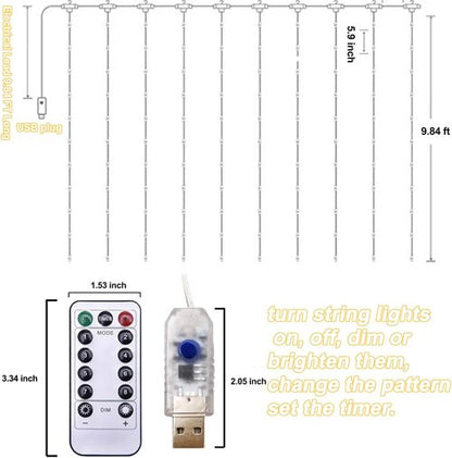 Lemical 300LED Curtain Lights - 9.8FT x 9.8FT Fairy String Lights with Remote & USB Plug | Warm Light for Indoor Decor