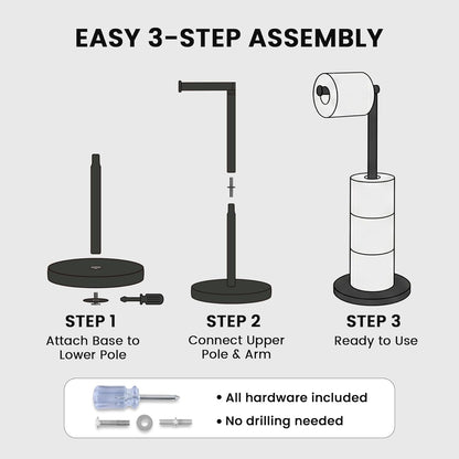 Cesun Toilet Paper Holder - Free Standing Black Stainless Steel Design with Heavy Weighted Base | Non-Slip