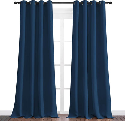 NICETOWN Moroccan Blue Blackout Curtains - 90" Long, Sound Reducing & Heat Blocking | 55" Wide, 2 Panels
