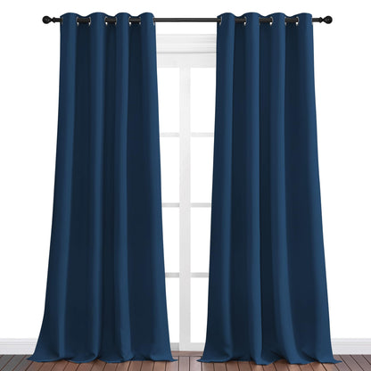 NICETOWN Moroccan Blue Blackout Curtains 90" Long for Office, Dining Room, Guest Room, Sound Reducing Heat and Cold Block Curtain Panels for Modern Room Decorative (55" Wide, 2 Pieces)