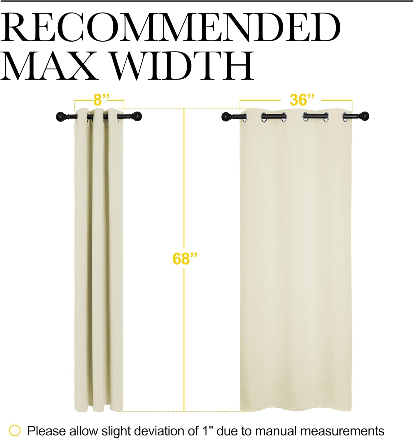 NICETOWN Kitchen Curtains - Thermal Insulated Grommet Draperies for Room Darkening | Beige, 2 Panels (W42 x L68 inches)