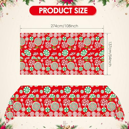HiToJY Christmas Candyland Party Decorations - 3 Disposable Candy Theme Tablecloths