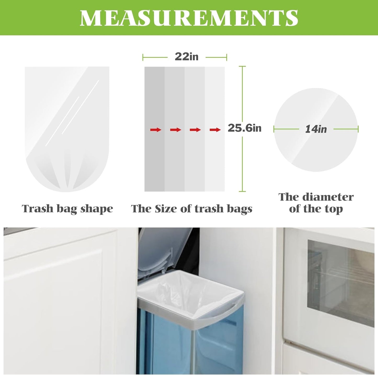 Teivio 8 Gallon Unscented Trash Bags - 300 Count Thick Bathroom & Kitchen Liners | Clear Plastic