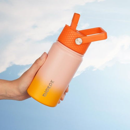 BJPKPK Insulated Water Bottle - 15 oz Stainless Steel Flask with Straw Lid | Reusable, Leak-Proof, BPA-Free - Coral