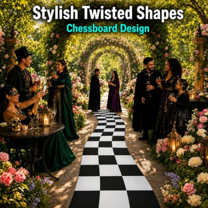 Halloween Checkerboard Runner Rug for Party Decor, 13.1 Ft