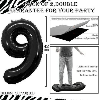 GOER Jumbo 42-Inch Number 19 Balloons - Sweet 19 Birthday Party Decorations | Black Foil Helium
