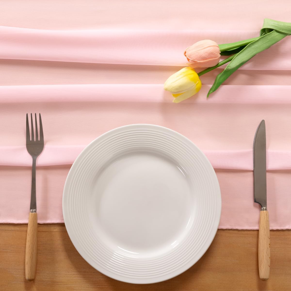 Socomi Blush Pink Chiffon Table Runner - 10ft | Elegant Wedding & Party Decor, 29x120 Inches