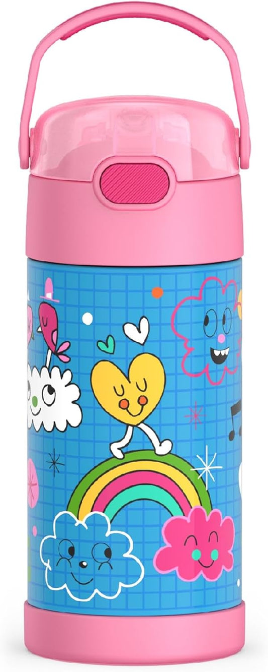 THERMOS FUNTAINER Water Bottle - 12 Ounce Kids Stainless Steel Vacuum Insulated Bottle with Straw