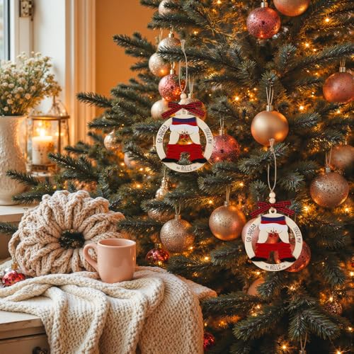 Funny Christmas Wooden Ornament Set - White Elephant Holiday Decor, 2 Pack