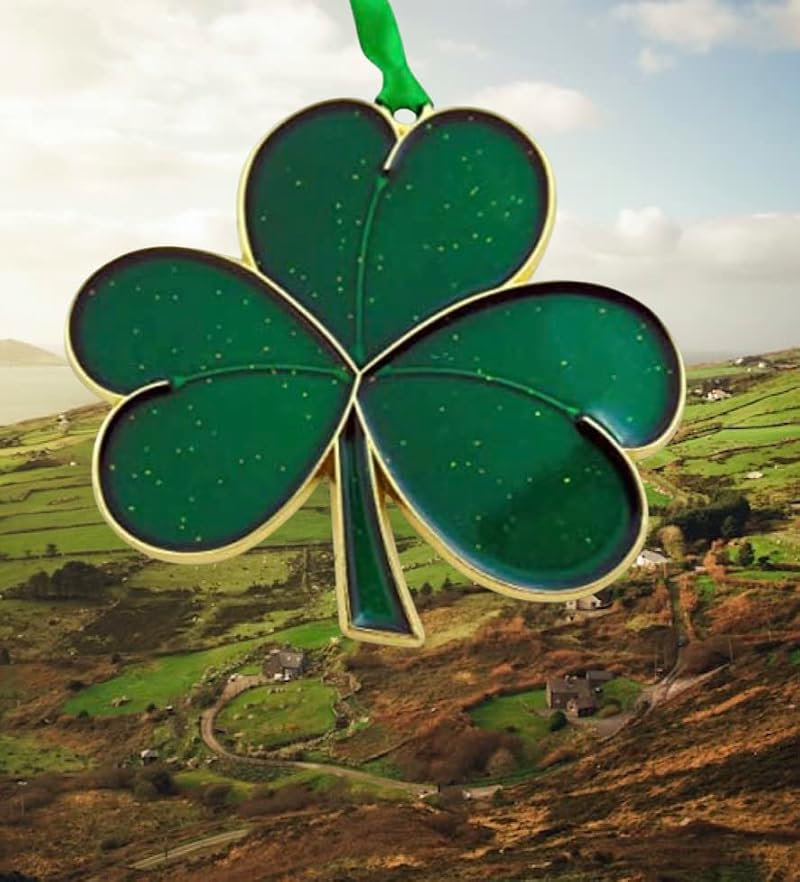Irish Shamrock Christmas Ornament Metal 3 7/8 Inch - Shamrock Symbol of Ireland