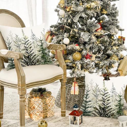 Christmas Pillow Covers 18x18 Set of 2 - Green Forest Tree Winter Outdoor Decor