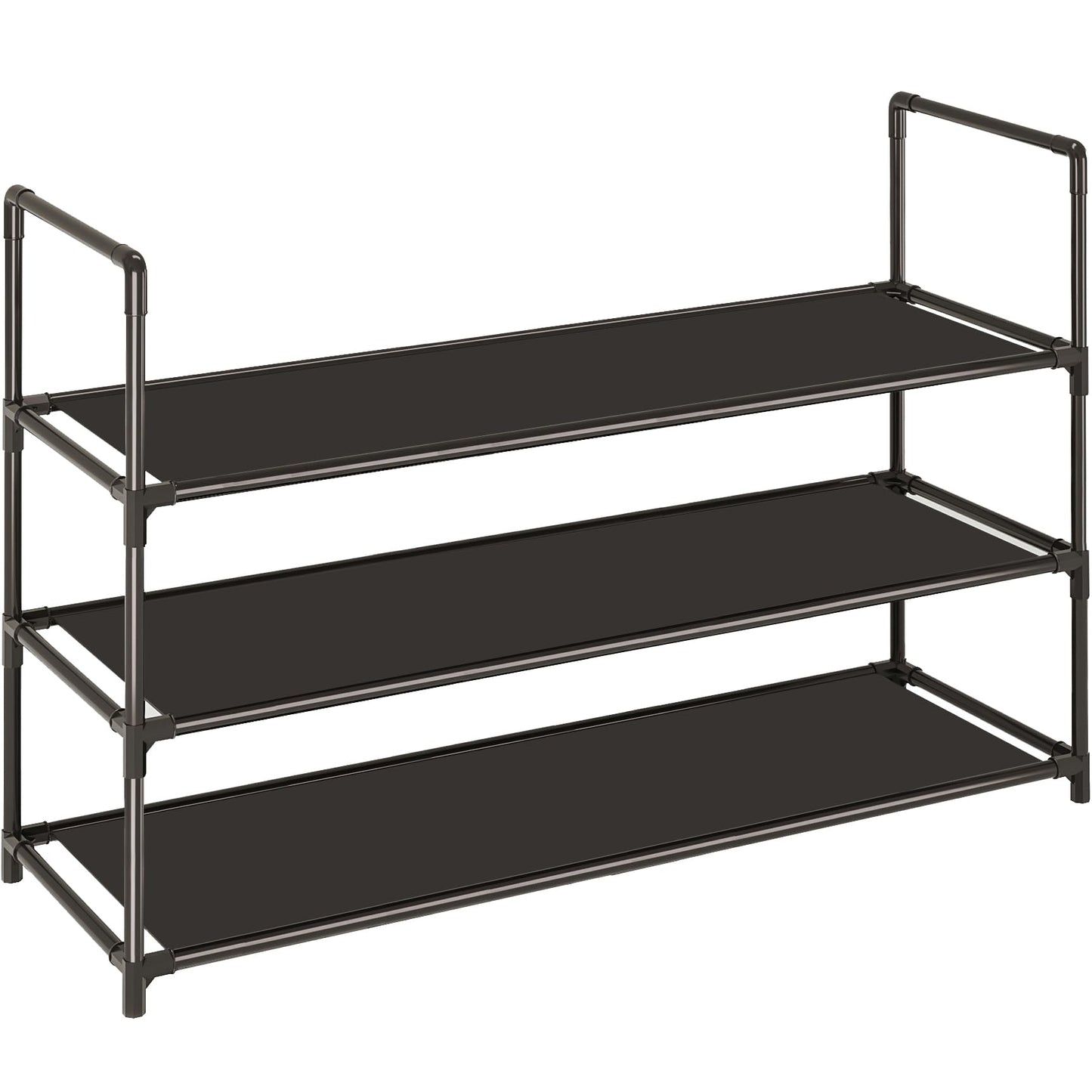 Vockot 3-Tier Stackable Shoe Rack, Sturdy & Durable Long Shoe Shelf Storage Organizer for Entryway, Bedroom, Floor,10-12 Pairs of Shoes,Black
